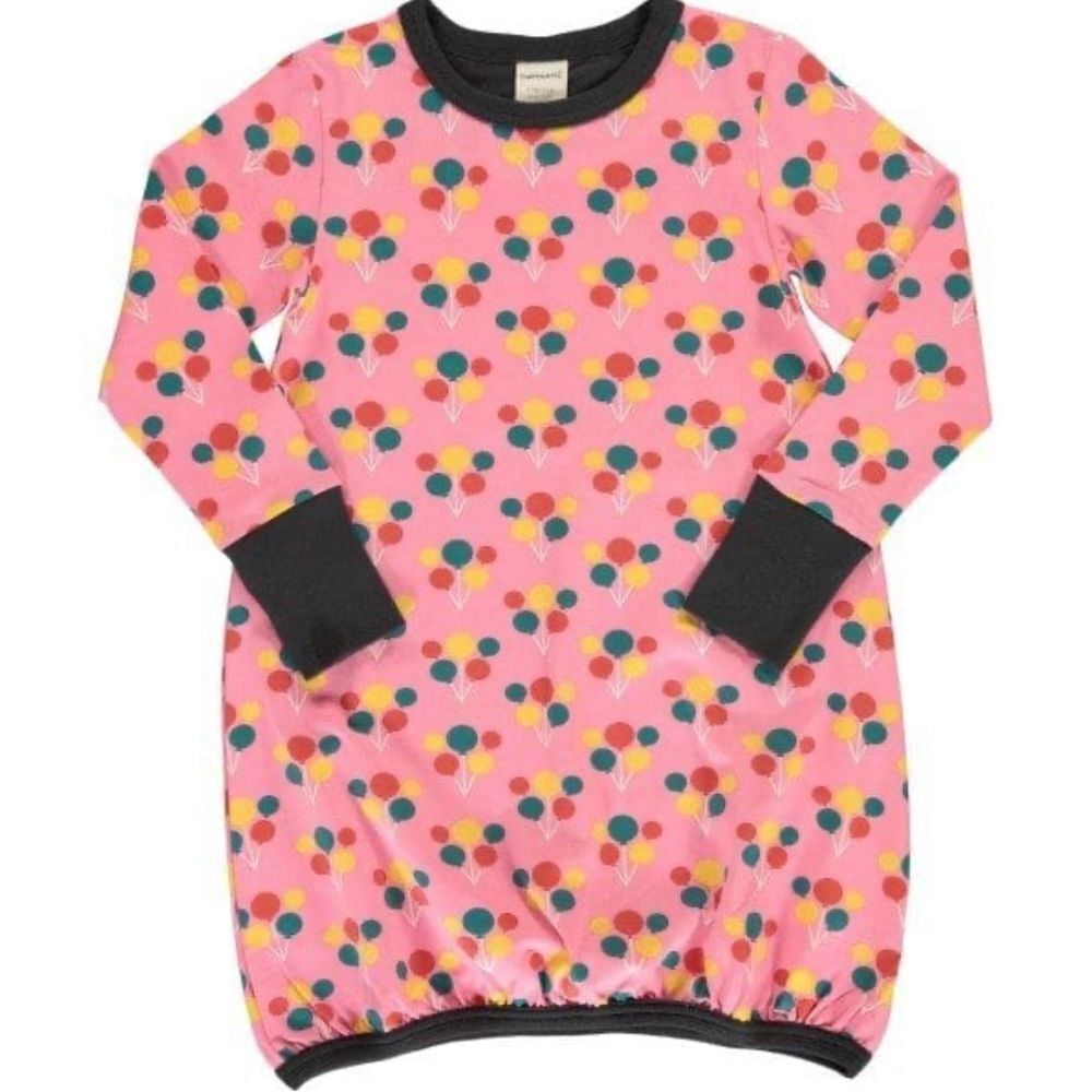 Maxomorra Pink Balloon Print Dress Sz 110/116cm